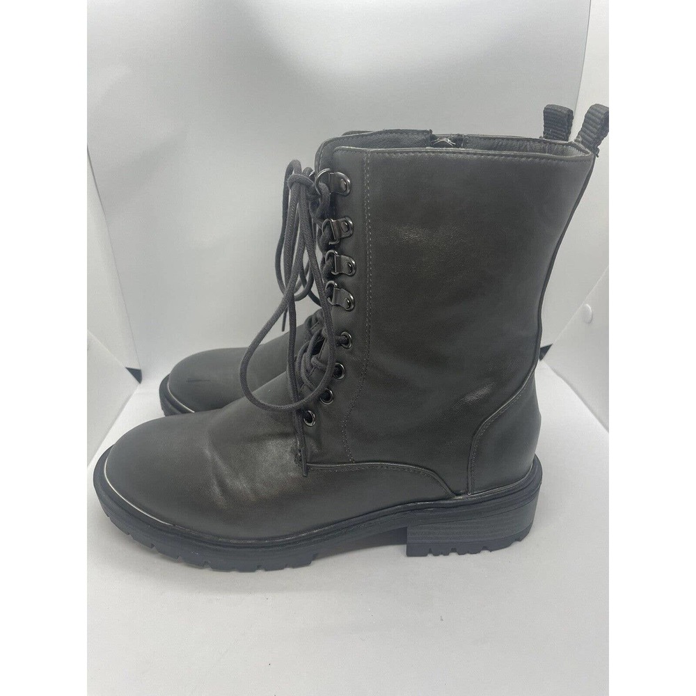 TORRID Mid-Calf Lace Up Boots Grey Side Zip Womens Size US 10 - Picture 4 of 11
